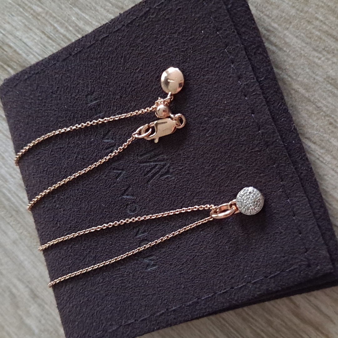 Monica Vinader Fiji Button Diamond Necklace, Rose Gold